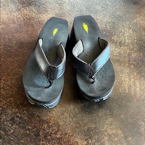 Black and Brown Wedge Sandals